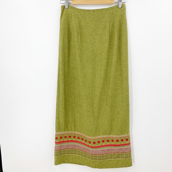 Vintage David Brooks Linen Blend Embroidered Maxi Skirt Sz 8 - Picture 2 of 11